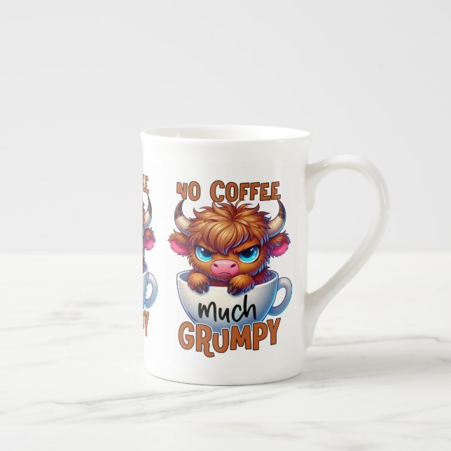 Ingen kaffe Mycket grinig  Benporslin Mugg (Höger)