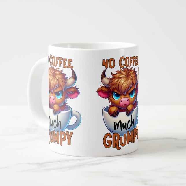 Ingen kaffe Mycket grinig  Jumbo Mugg (Framsida vänster)