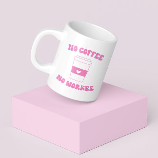 Ingen kaffe utan arbetskön för Cute Rosa Retro Kaffemugg