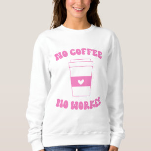 Ingen kaffe utan arbetskön för Cute Rosa Retro T Shirt