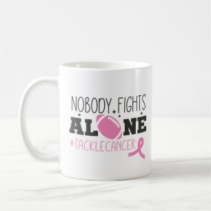 Ingen Kämpar Ensam Bröstcancer Rosa Band Kaffemugg
