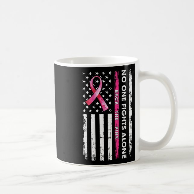 Ingen kämpar mot bröstcancer Ensam Ck Rosa Ribb Kaffemugg (Höger)