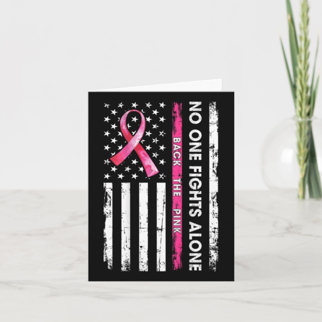 Ingen kämpar mot bröstcancer Ensam Ck Rosa Ribb Kort (Framsida)