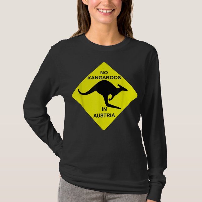 Ingen Kangaroos i österrikisk T-Shirt-Gult-skylt T Shirt (Framsida)