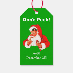 Ingen kika Santa jul Presentetikett