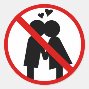 Ingen Kisses Anti-Valentine Day-symbol Runt Klistermärke