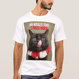 Ingen Kisses den här julfinniga Cat Tunga T Shirt