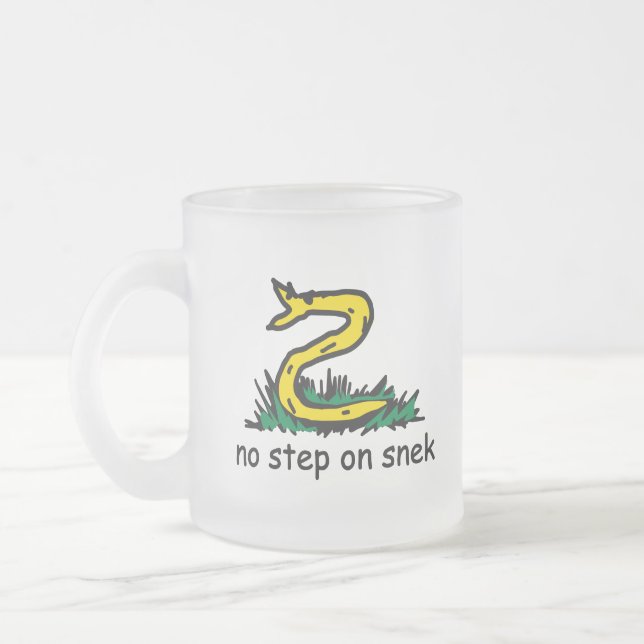 Ingen kliv på snek-mem Gadsden-parodi SnekRight Frostad Glasmugg (Vänster)