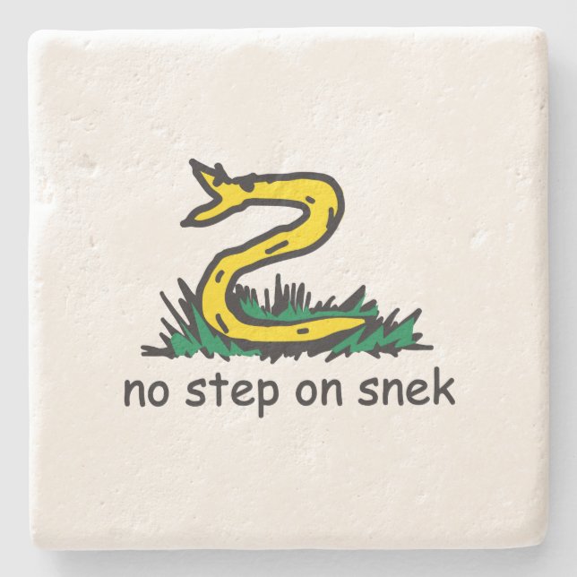 Ingen kliv på snek-mem Gadsden-parodi SnekRight Stenunderlägg (Framsidan)