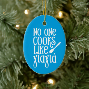 Ingen kokar som yiayia Grekiska mormfoto Julgransprydnad Keramik