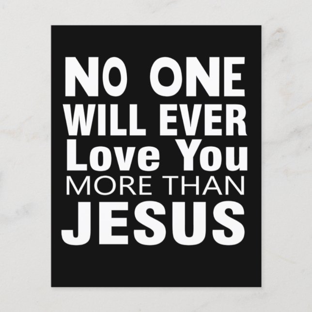 Ingen kommer någonsin att Kärlek dig mer än Jesus  Flygblad (Framsidan)