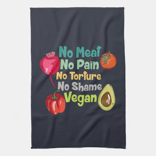 Ingen Kött, ingen Pain Vegan Say Kökshandduk (Vertikal)