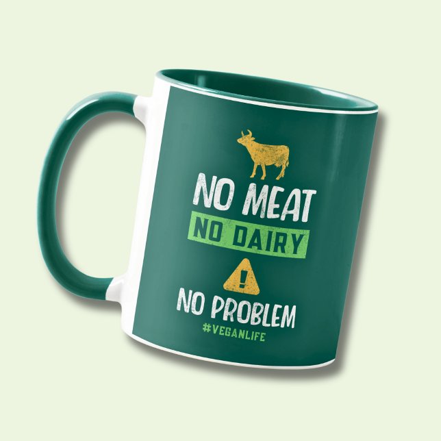 Ingen Kött, inget mejeriproblem #VeganLife Mugg (Skapare uppladdad)