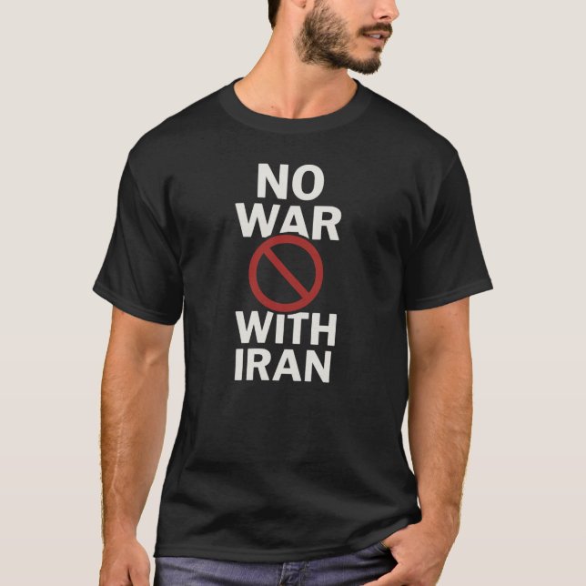 "Ingen krig med Iran" Fredskläde | Antikrigsprotes T Shirt (Framsida)