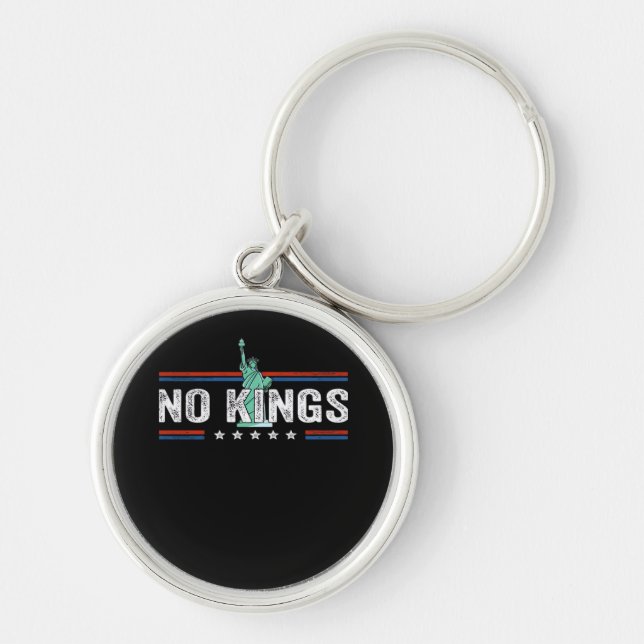 Ingen kung dag Retro klassisk design Rund Silverfärgad Nyckelring (Framsidan)