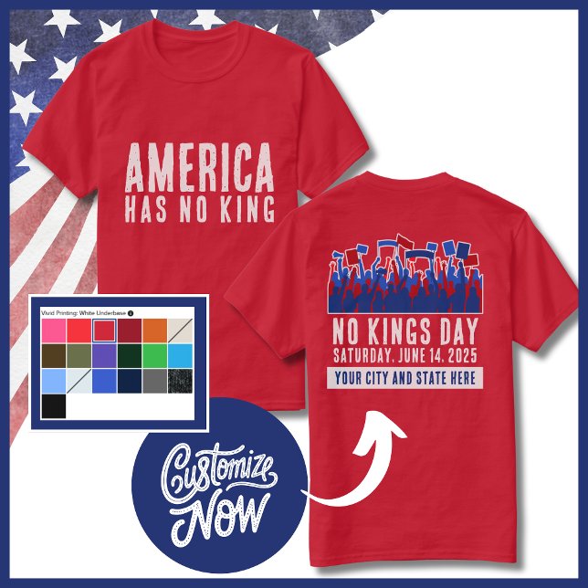 Ingen Kung Day Protest Anpassade City and State T Shirt (No Kings Day Customizable Shirt June 14, 2025)