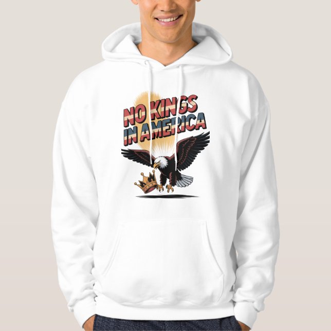 Ingen Kung i America Eagle & Krona Art Hoodie (Framsida)