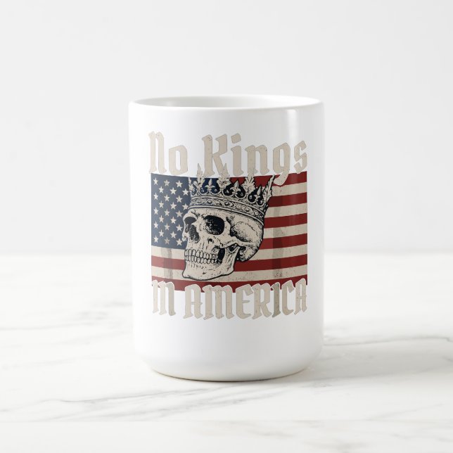 ingen kung i america Skull amirican flagga Kaffemugg (Center)