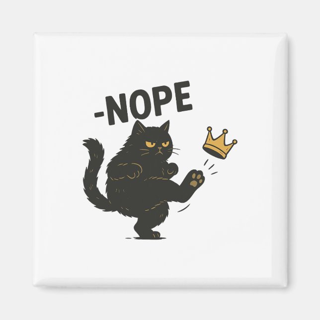 Ingen Kung i American Black Cat Funny Cat Kicking  Magnet (Framsidan)