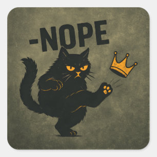 Ingen Kung i Amerika Black Cat Funny Kicking Krona Fyrkantigt Klistermärke