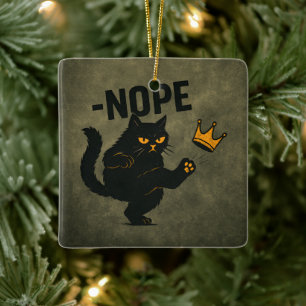 Ingen Kung i Amerika Black Cat Funny Kicking Krona Julgransprydnad Keramik