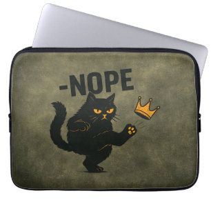 Ingen Kung i Amerika Black Cat Funny Kicking Krona Laptop Fodral