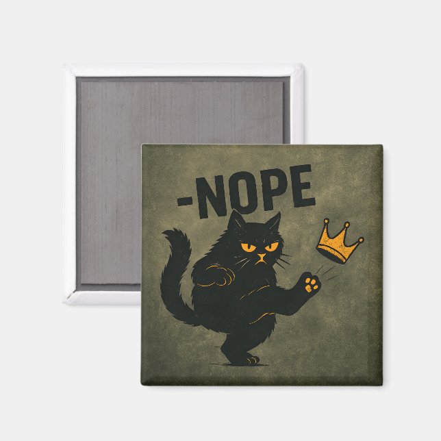 Ingen Kung i Amerika Black Cat Funny Kicking Krona Magnet (Front/Back)