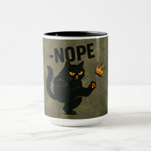 Ingen Kung i Amerika Black Cat Funny Kicking Krona Mugg