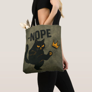 Ingen Kung i Amerika Black Cat Funny Kicking Krona Tygkasse