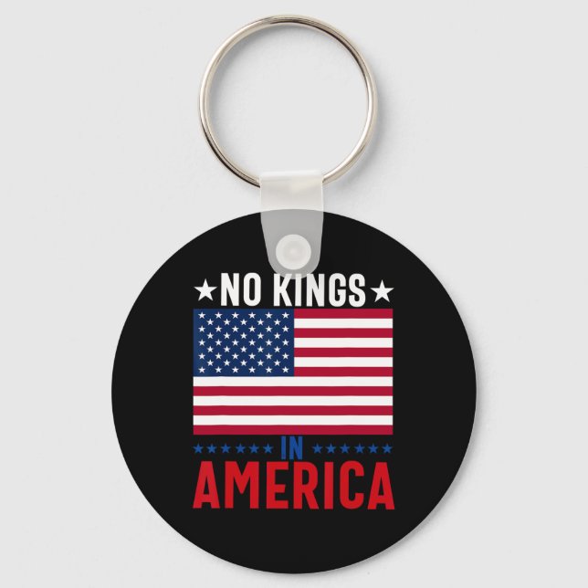 Ingen Kung i Amerika Flagga Protest Spara Democrac Nyckelring (Framsida)