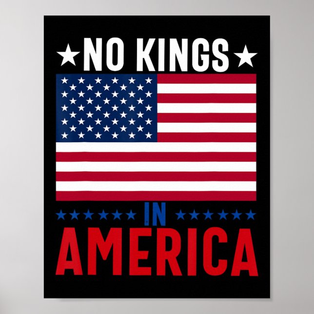 Ingen Kung i Amerika Flagga Protest Spara Democrac Poster (Framsidan)