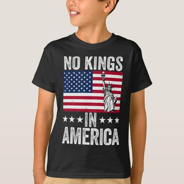 Ingen Kung i Amerika Flagga Protest Spara Democrac T Shirt (Framsida)