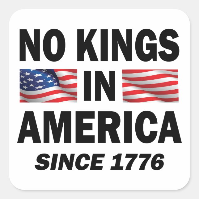 Ingen Kung i Amerika Fyrkantigt Klistermärke (Framsida)