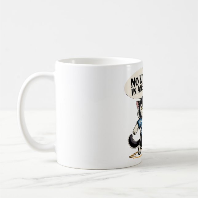Ingen Kung i Amerika Patriotic Cat Kaffemugg (Vänster)