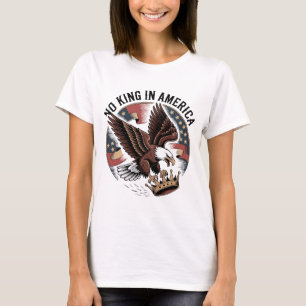 Ingen kung i Amerika Patriotisk Örn Krona USA Flag T Shirt