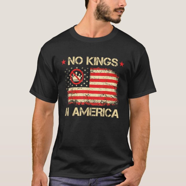 Ingen Kung i Amerikanska USA flagga-demokratin T Shirt (Framsida)