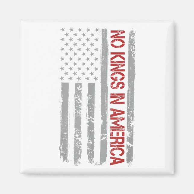Ingen Kung i USA:s Flagga Vintage Magnet (Framsidan)