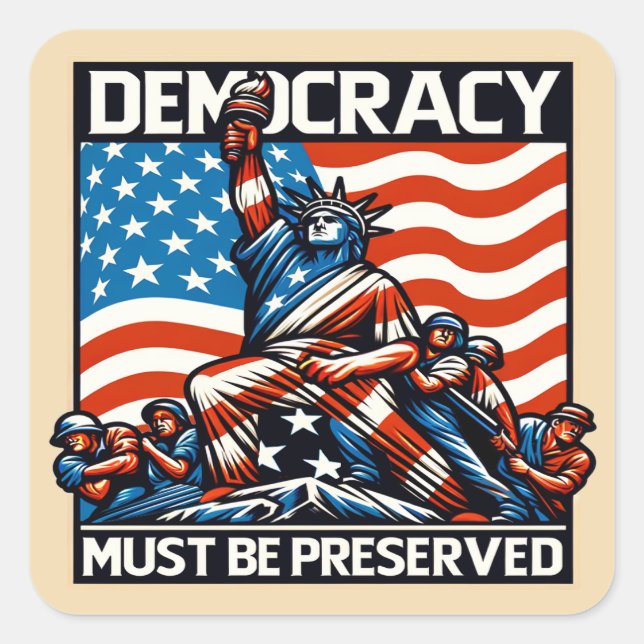 Ingen Kung Spara Demokrati Fyrkantigt Klistermärke (Framsida)