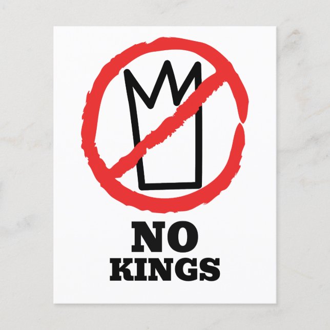 Ingen kungs logotyp, krona rött stoppskyltsdesign flygblad (Framsidan)