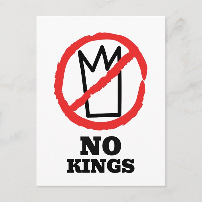 Ingen kungs logotyp, krona rött stoppskyltsdesign vykort (Framsida)