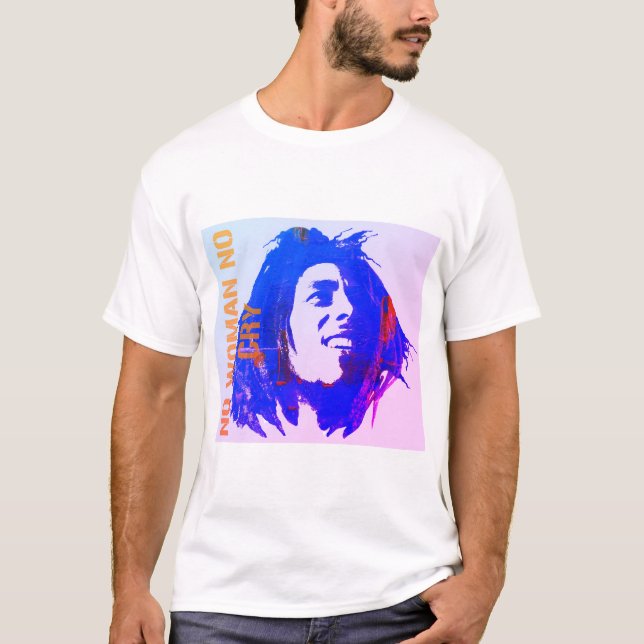 Ingen kvinna gråter inte bob marley t shirt (Framsida)