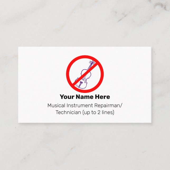 Ingen Lila Violins Instrument Tech White Visitkort (Framsida)