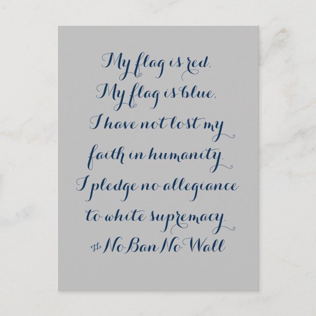 Ingen lojalitet mot vit överlägsenhet vykort (Framsida)