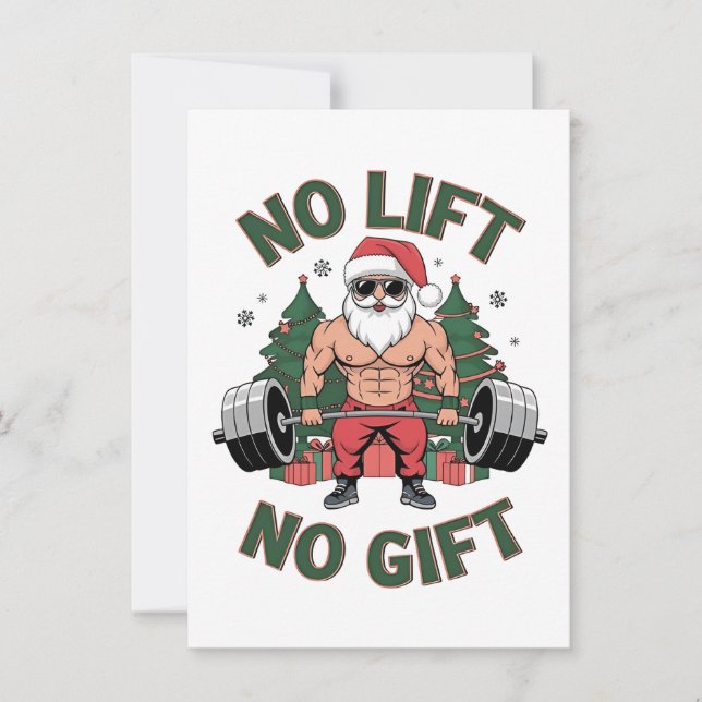 Ingen Lyft Ingen Present Rolig Tomte Gym Fitness  Inbjudningar (Framsida)