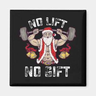 Ingen lyftning ingen gåva Julen Tomte Gym träning Magnet