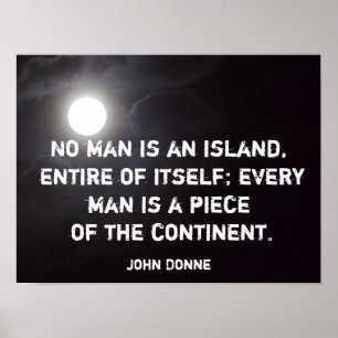 Ingen människa är en ö - poster John Donne citat