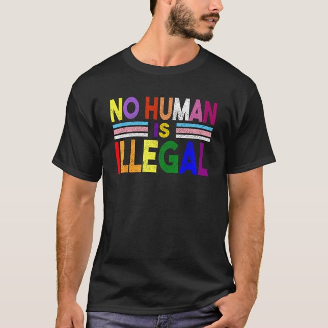 Ingen människa är olaglig, ingen människa är olagl t shirt (Framsida)