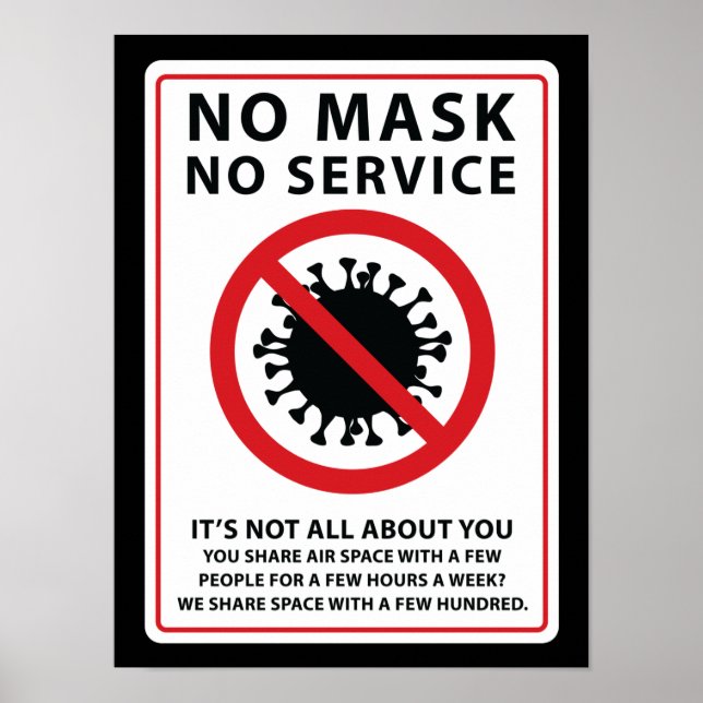 ingen mask, ingen tjänst delad luft poster (Framsidan)