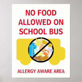 Ingen mat tillåten på Medvetna Buss Allergy Poster