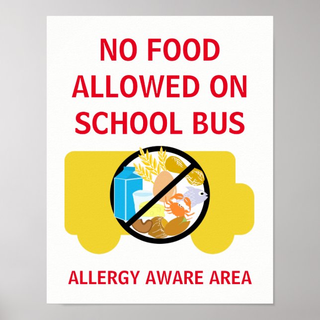 Ingen mat tillåten på Medvetna Buss Allergy Poster (Framsidan)